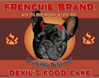 French bulldog gift, French bulldog gift Devil's Food Cake, French Bulldog art print, Frenchie food label