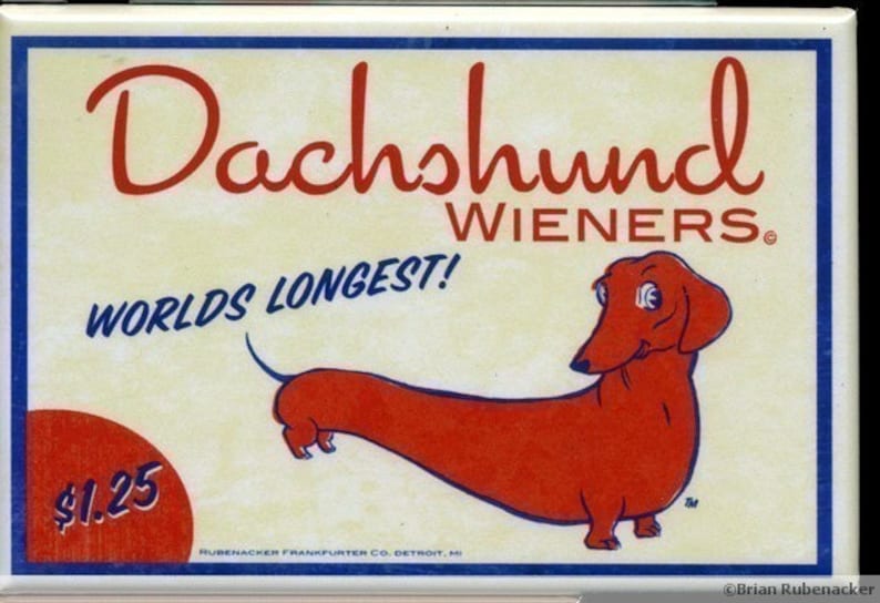 Dachshund hotdog wiener label magnet dog art dachshund gift image 1
