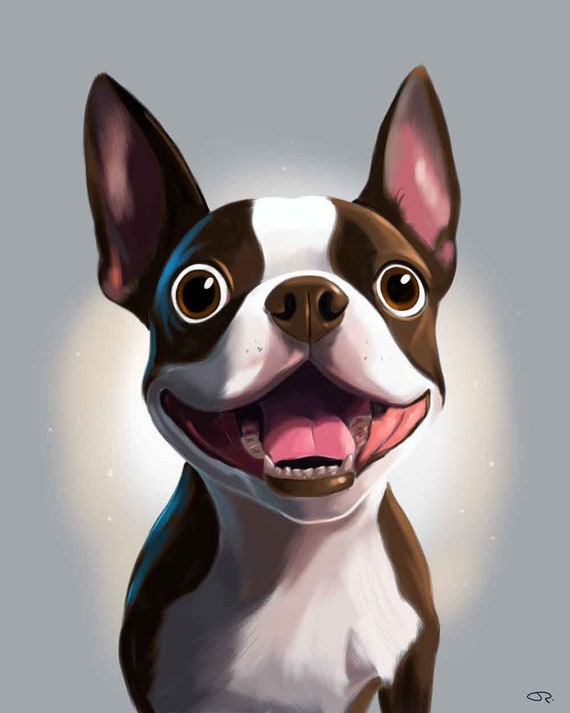 Boston Terrier Cartoon Face