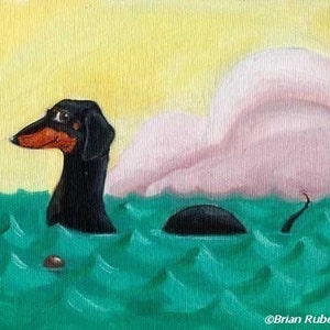 Dachshund art print, The Dach-ness Monster - Dachshund dog art, dachshund gift, wall decor, home decor, dachshund lover art