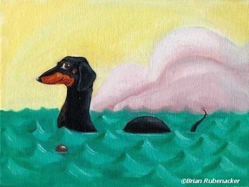 Dachshund Art Print, the Dach-ness Monster - Dachshund Dog Art