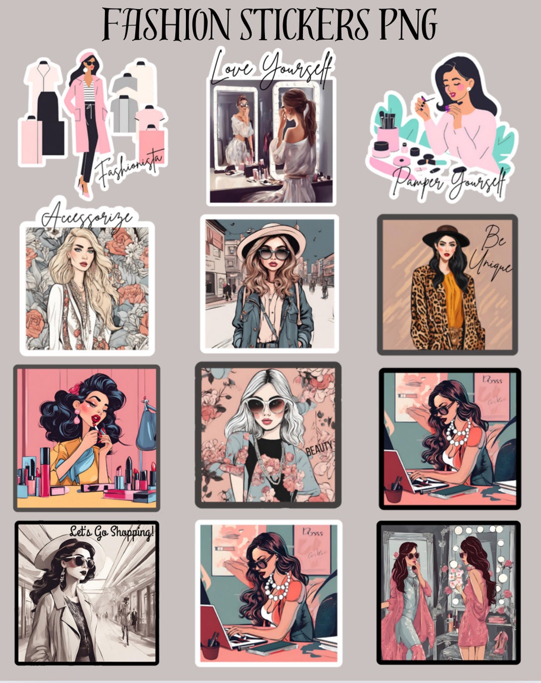 Fashion Stickers 12 Pack Bundle, Planner Stickers, Scrapbooking ...