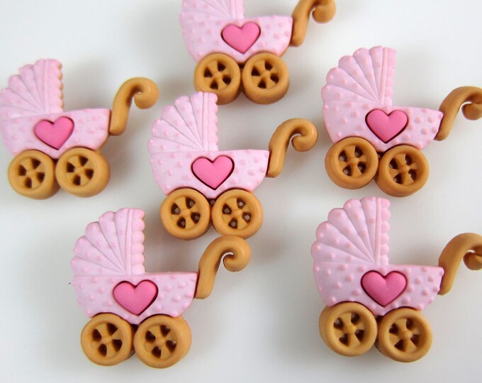 Pink Baby Girl Pram Buggy Carriage Novelty Buttons Etsy