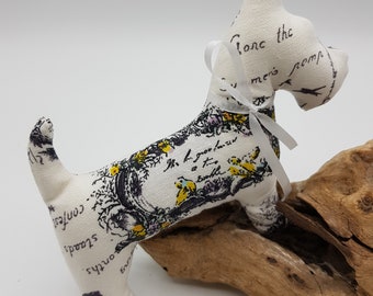 Scottie Dogs - Linen - Lavender  Sachet  - Handmade in France -  Gift -  Swallows and Garlands