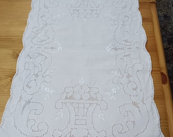 Vintage   Linen -  Placemats -Tablemats -Openwork - Cutwork   - Whitework embroidery -1940s set of 8