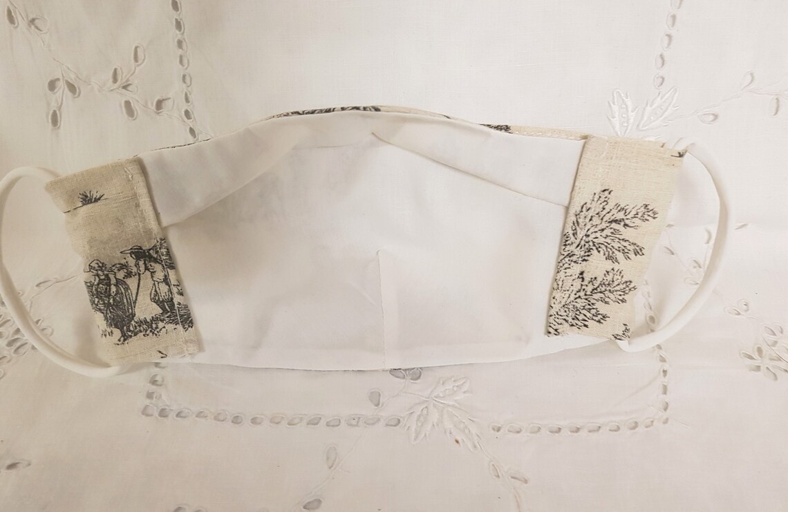 3D Face Mask Toile De Jouy Anthricite Grey Red or Blue on Etsy