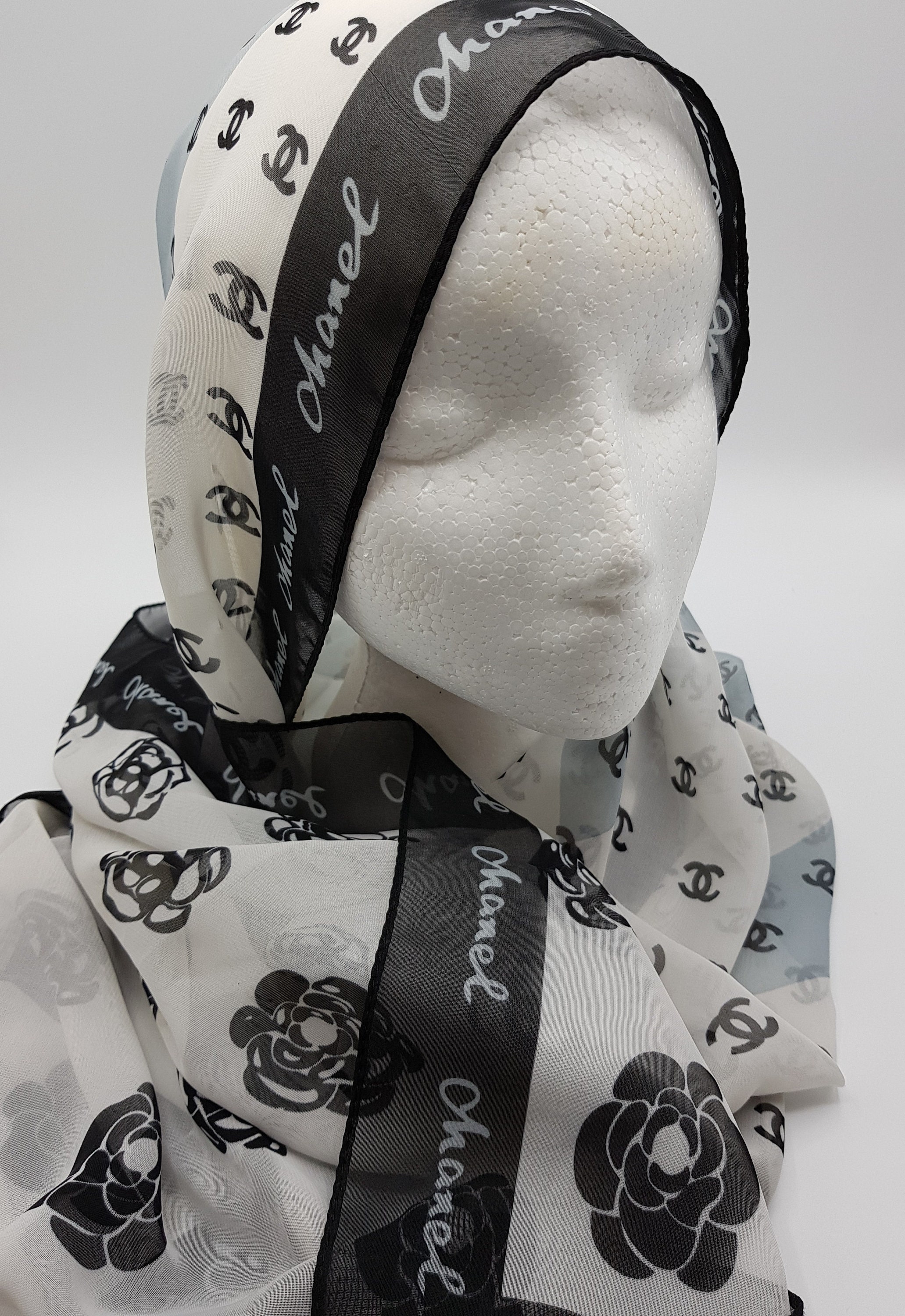 Chanel 2000s Black and White CC Scarf · INTO