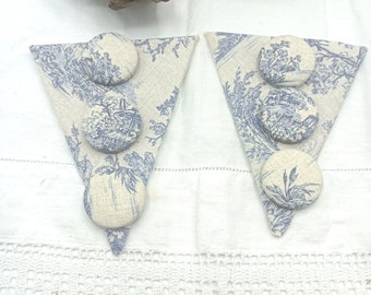 Toile de Jouy - Bleu sur écru - Boutons recouverts - Pastorale française - Fait main - lot de 6 - 1 pouce 2,5 cm