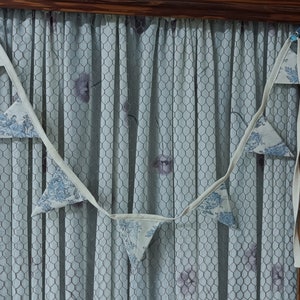 Toile de Jouy Blue Bunting 2mts length 7 Flags Party Bunting Handmade image 1