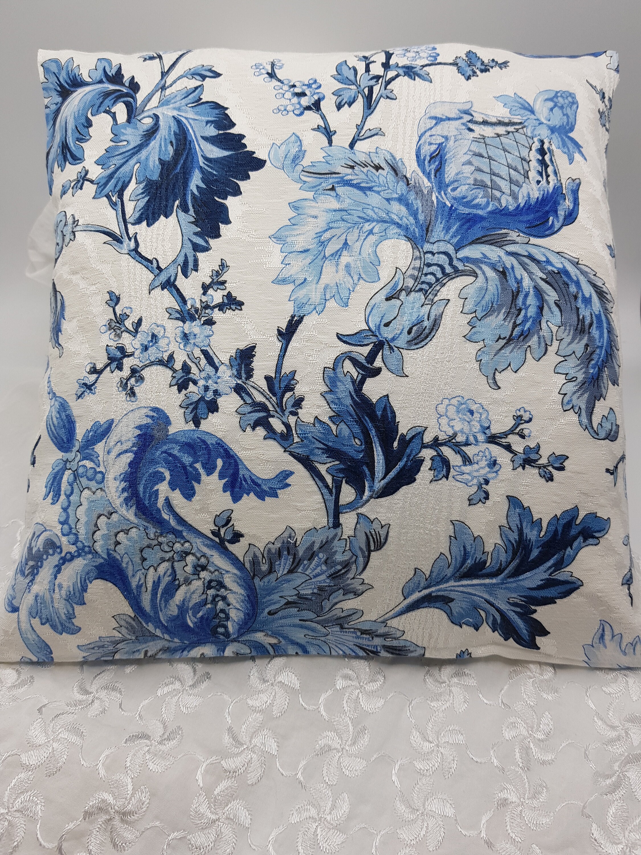 Housse de Coussin - Cotton Sateen By Chiraz Urge Paris- Fermeture Enveloppe 30cm X Bleu et Blanc