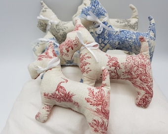 Lavender Scottie Dogs  - in Toile de Jouy -  Blue Red or Grey on Ecru - Pastoral Scene - Handmade in France -  Gift - Lavande