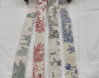 Toile de Jouy Cotton Ribbon Strips - Raw Edge Fabric (8mts)