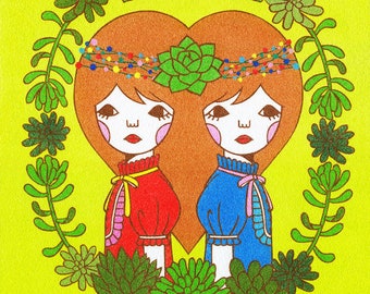 8×10 Art Print -Succulent Twins-