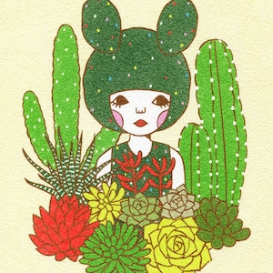 8×10 Art Print -Cactus Girl-