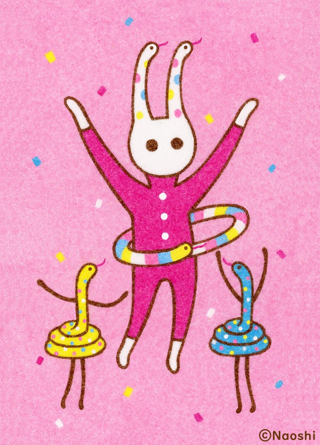 5×7 Art Print Snake Hula-hoop -rabbit- - Etsy