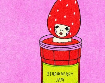 8×10 Art Print -Strawberry Jam Bath-