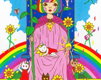 Custom Order 13×19 Art Print -Queen of Wands-