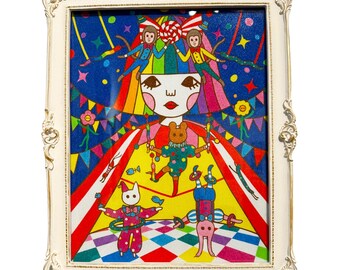 11x14 SUNAE (Sand Art) -Whimsical Neon Circus-