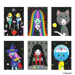 Set de cartes postales _Noir (6 cartes)