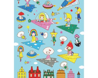 Foglio di adesivi - Aeroplano di carta -