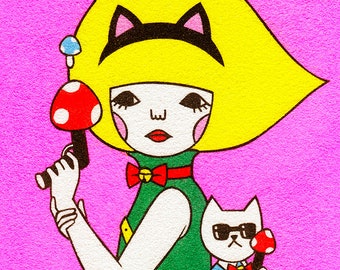 5×7 Art Print  -Survival Cat-