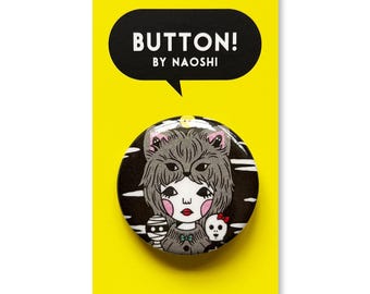 Button -Moonlit Wolf Girl-