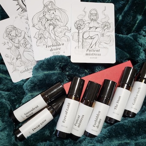 Perfumed Oil Set Feminist Seduction Rose Neroli Patchouli Bergamot Strong Independent Woman Sensual Female Succubas Sinner Set 1ml 5ml 10ml
