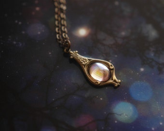 Vintage iridescent purple glass Art nouveau style necklace