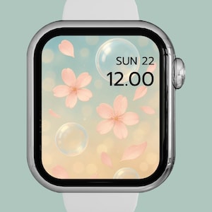 Floral Dream - Set di sfondi estetici per Apple Watch, sfondi floreali pastello per iWatch, download digitale di graziosi quadranti botanici per Apple Watch