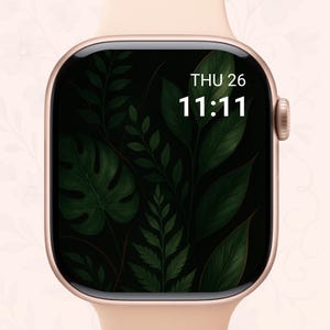 Botanical Apple Watch Wallpaper: Nature Leaves, Floral Greenery (Digital Download)
