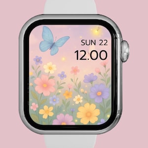Floral Dream - Set di sfondi estetici per Apple Watch, sfondi floreali pastello per iWatch, download digitale di graziosi quadranti botanici per Apple Watch