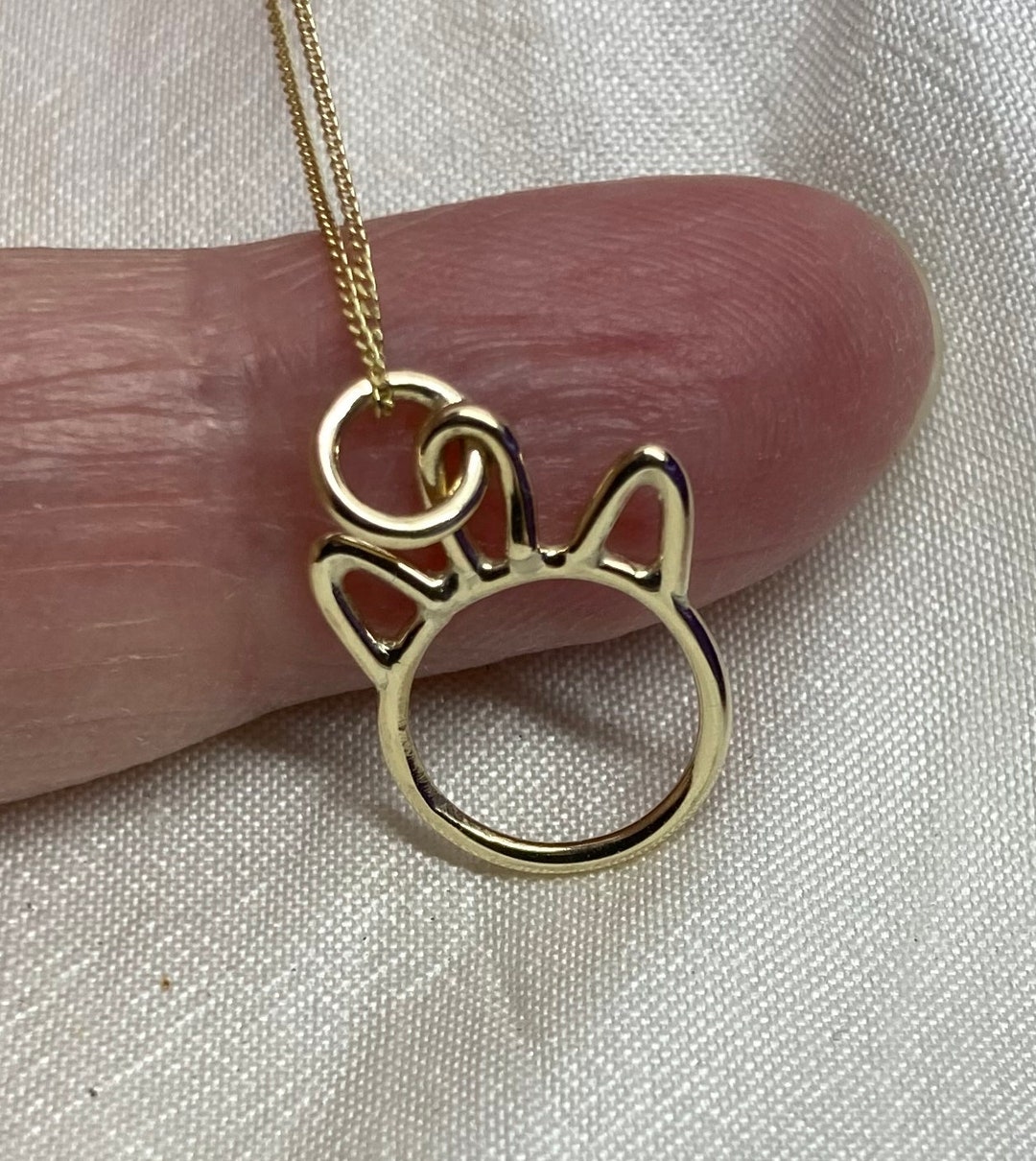9ct Gold Cat Necklace Charm, Hallmarked Handmade Unique Gold Cat