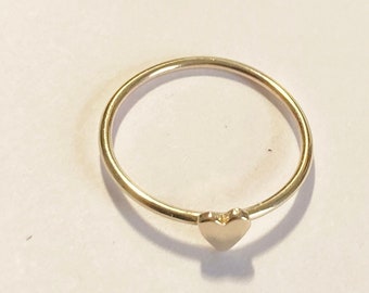9ct Gold Heart Stacking Ring - Size E / US 2.5