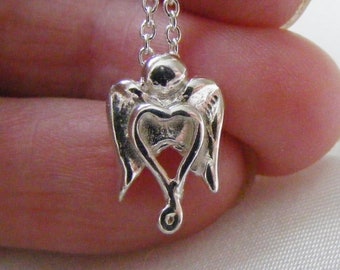 Mini Sterling Silver Angel Pendant - Fluidbydesign Jewellery