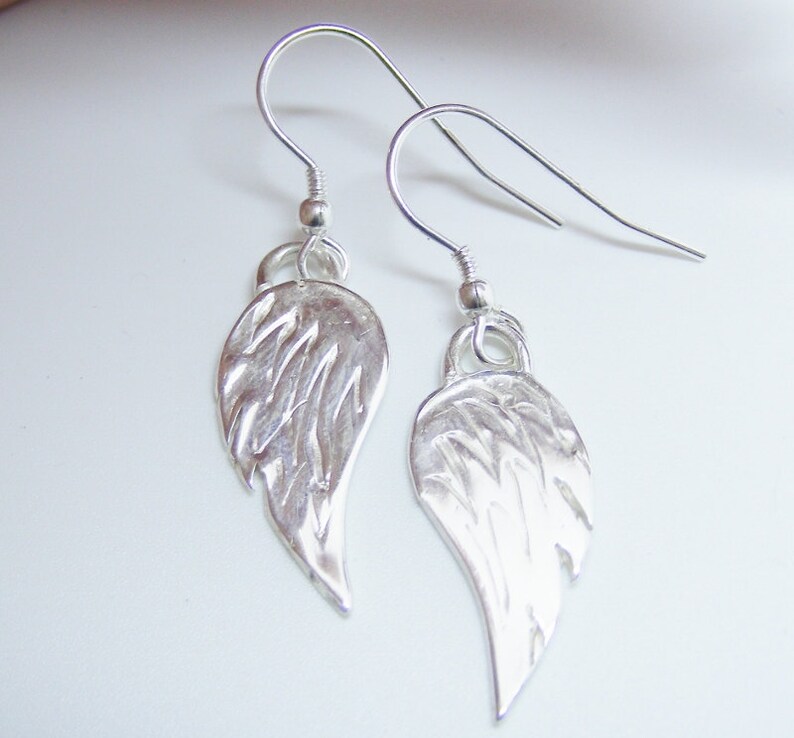 Handmade silver angel earrings