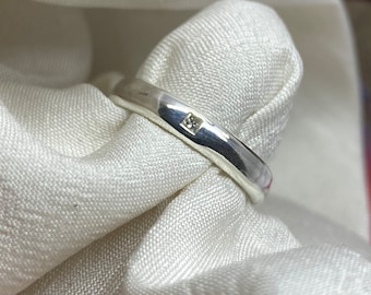 Size F Diamond stacking ring, size 3 silver ring