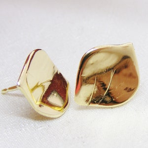 18ct gold Flower Petal studs, Handmade 18 carat, hallmarked gold petal studs