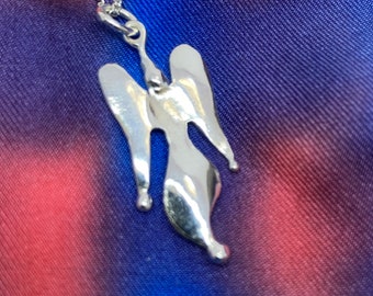 Small Silver Angel Jewellery, Silver Small Elegant Angel Pendant
