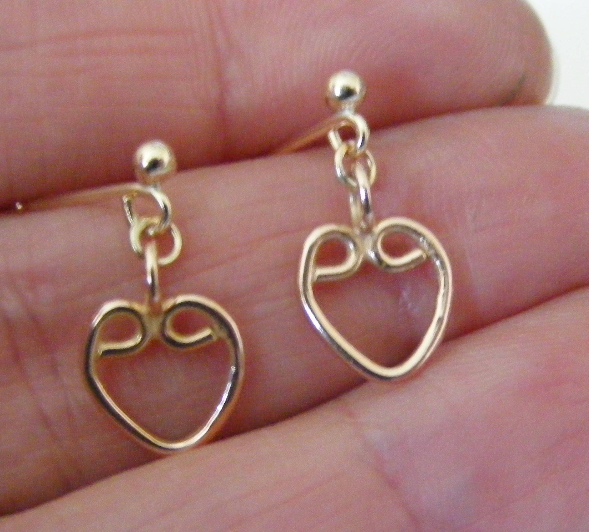 Rose Gold Dainty Heart Drop Earrings