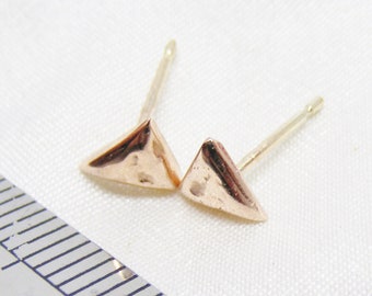 9ct rose gold stud earrings, hallmarked melted triangle rose gold stud earrings