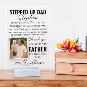 To My Stepped Up Dad Plaque, Gift for Step Dad, Father&#39;s day Gift from Daughter, Custom Dad Collage Photo, Bonus Dad Birthday Gifts