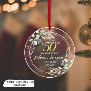 Personalized Anniversary Ornament,Custom Wedding Gift for Couple, 50th Anniversary Keepsake,Name Date Ornament, 50th 25th 10th 5th Year Gift