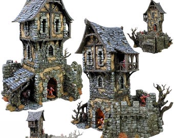 Ruined Medieval Bastion Tower – 28mm/32mm RPG Wargaming Terrain