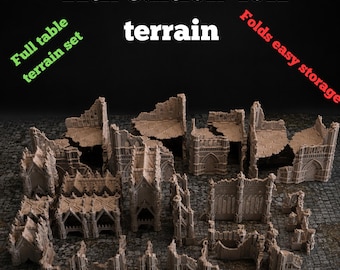 Hopfällbar krigsspelsterräng - 11:e upplagan 40 000 km Grim Dark Ruins-terräng