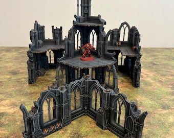 Painted Gothic Ruins Terrain: 28mm Sci-Fi Wargaming Scenery