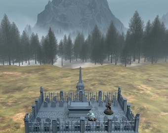 Graveyard Terrain Set – Gothic Cemetery Scenery for DnD, Wargames, Frostgrave (28mm 32mm)