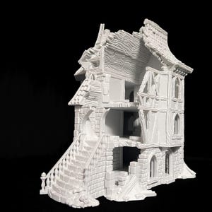 Ruined Mansion – Village Town Fantasy Terrain Scenery for tabletop fantasy wargames 28mm 32mm and roleplaying RPG encounter