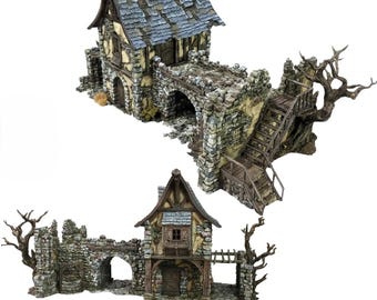 Medieval Building Terrain House Hollowstone Manor Terrain Fantasy Village Scenery for D&D, Skirmish Games