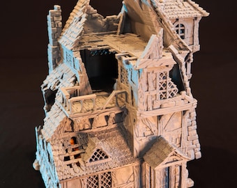 Terräng med förfallet medeltida hus | Fantasy RPG-landskap för DnD, Pathfinder (28 mm 32 mm)