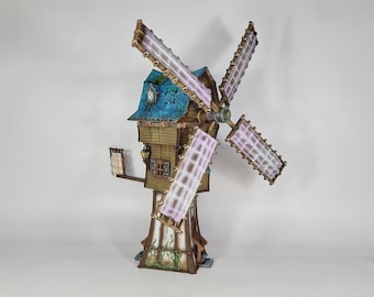 Fantasy Windmill Terrain för bords-RPG:er Krigsspel | Medeltida Miller House Scenery DnD Pathfinder Frostgrave